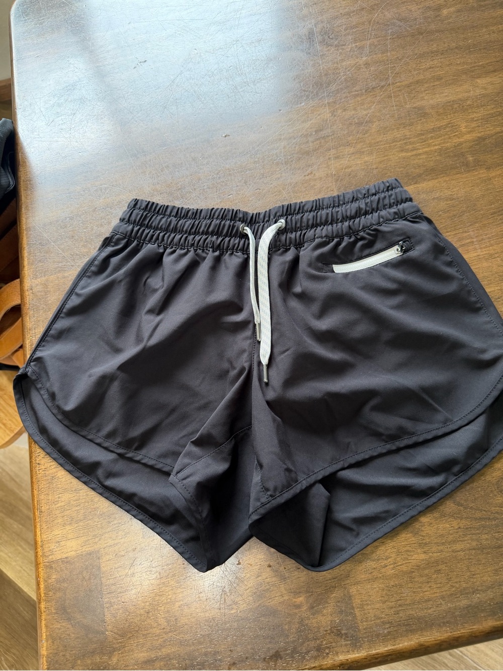 Vuori Black Athletic Drawstring Shorts with Zip Pocket